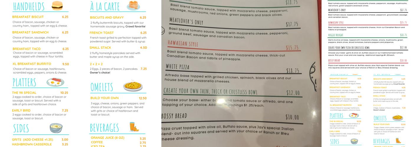 98 Eats Menu