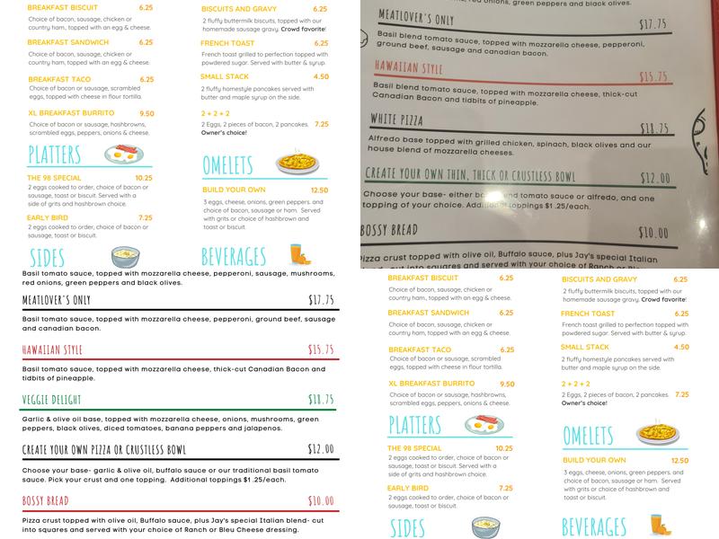 98 Eats Menu