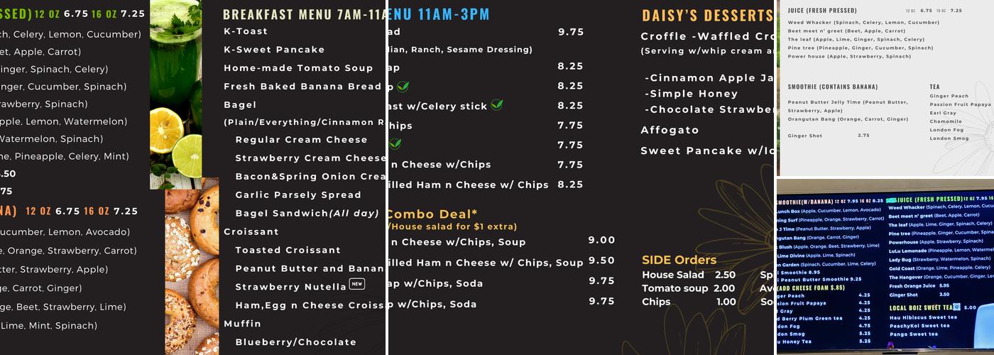Cafe Daisy Menu