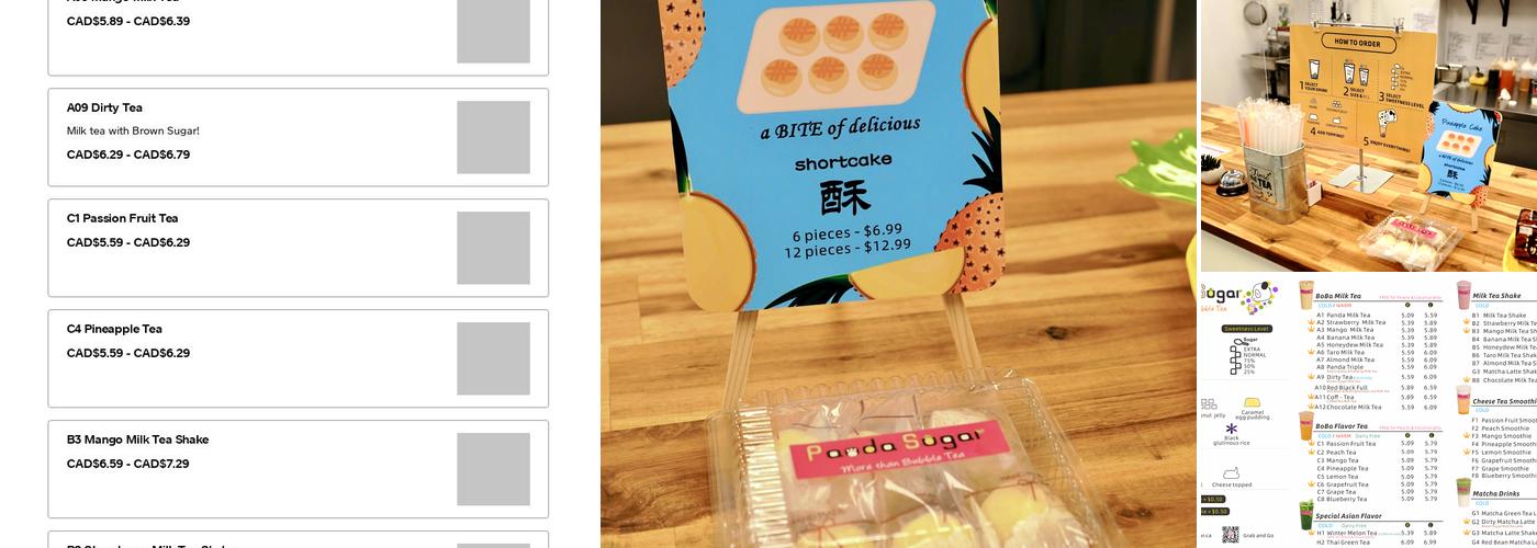 Panda Sugar Bubble Tea Menu