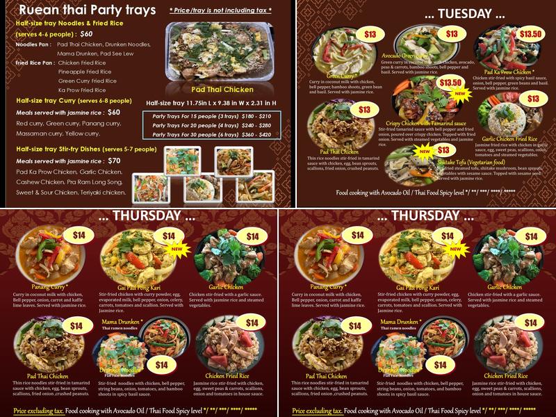 Ruean Thai Menu