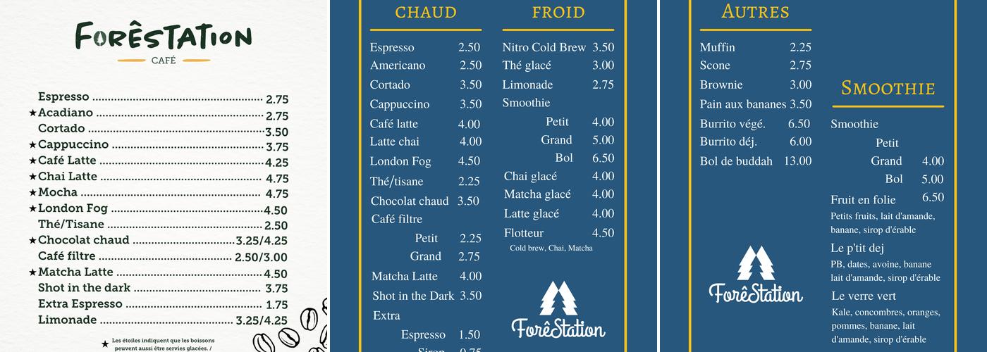 ForêStation Café Menu