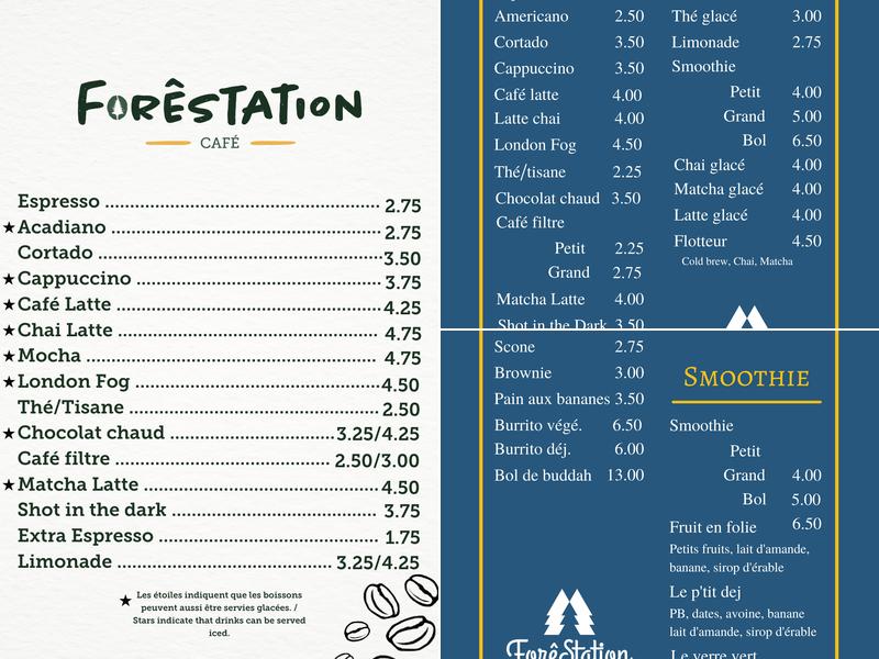 ForêStation Café Menu