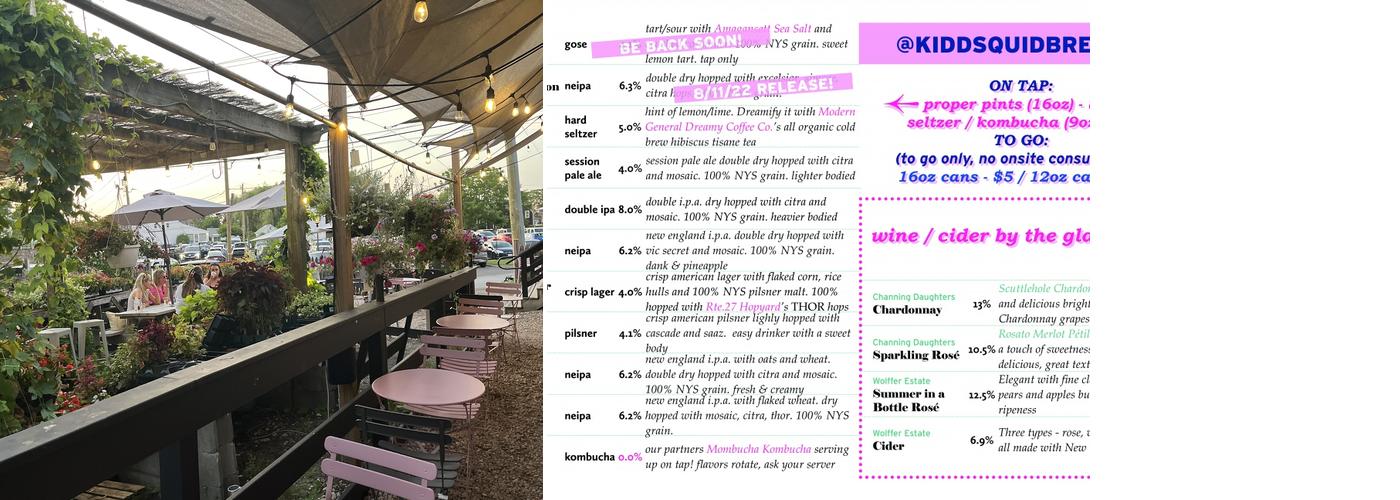 Kidd Squid Brewing Company Menu