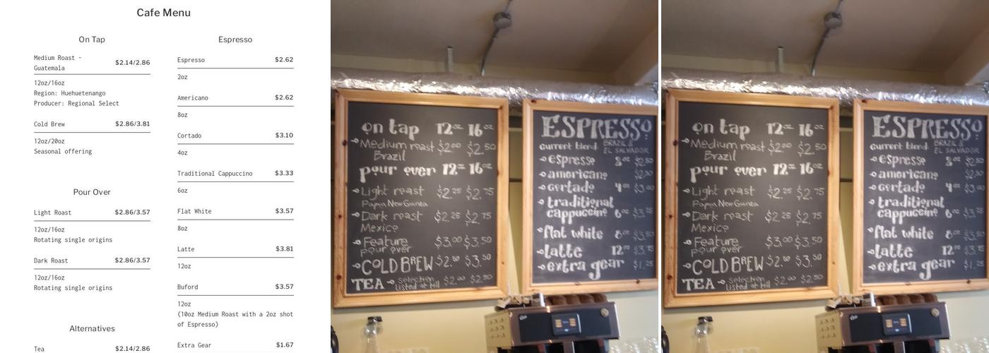 St Paul Roastery Menu
