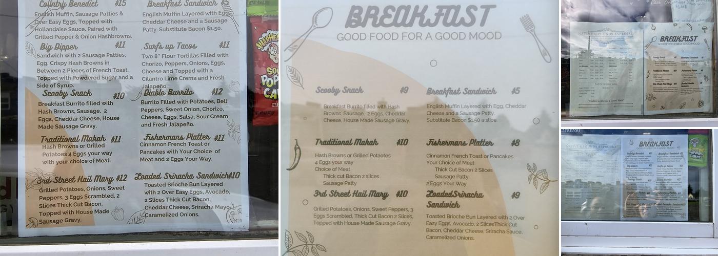 NATIVE GROUNDS ESPRESSO Menu