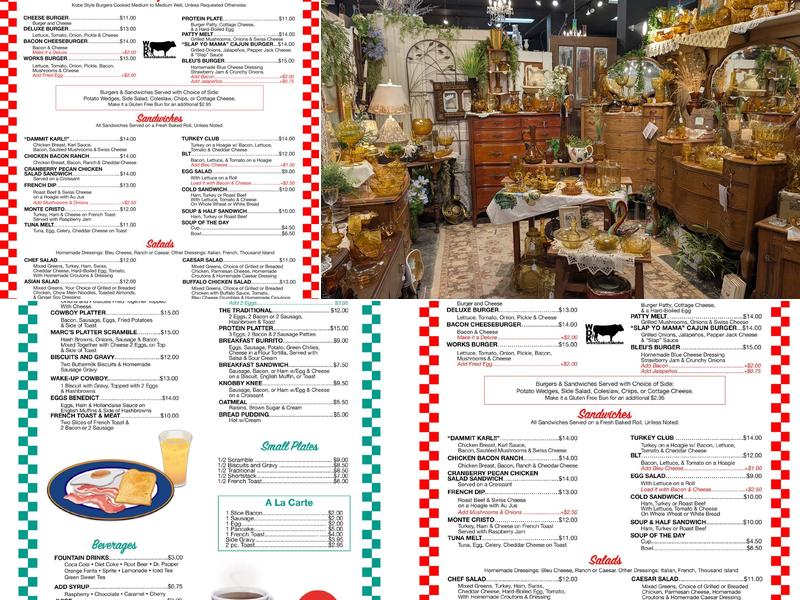 Remember When Cafe inside Vintage and Rustics in Montana Menu