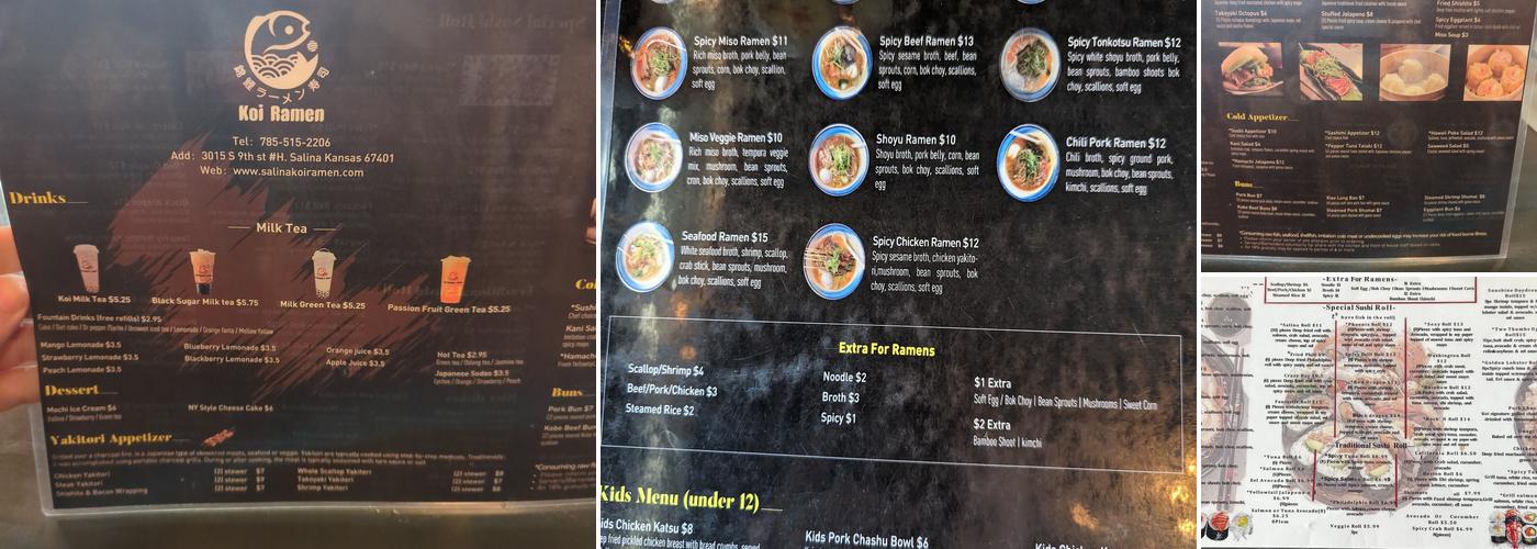 Koi Ramen Menu