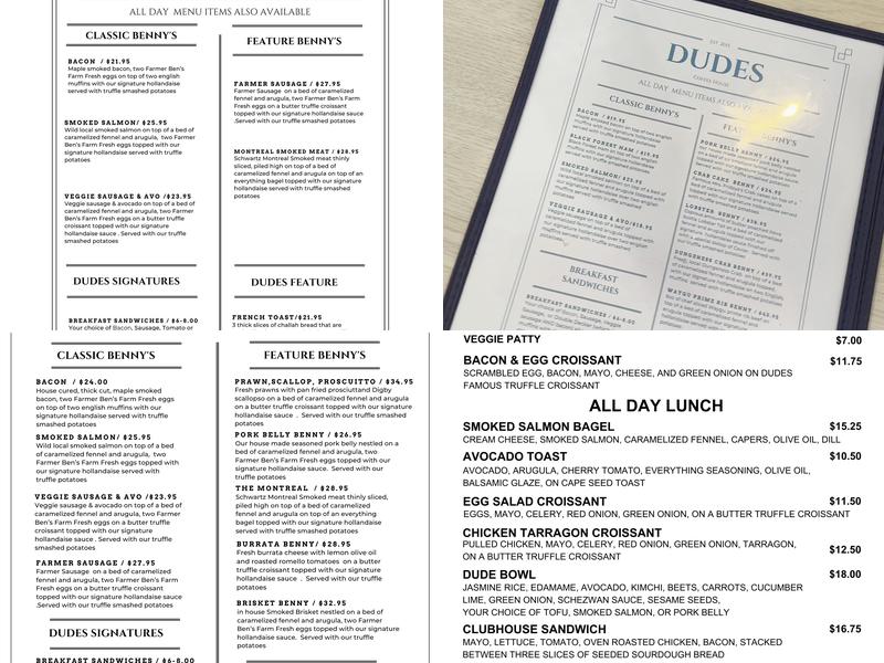 Dudes Coffee House Menu