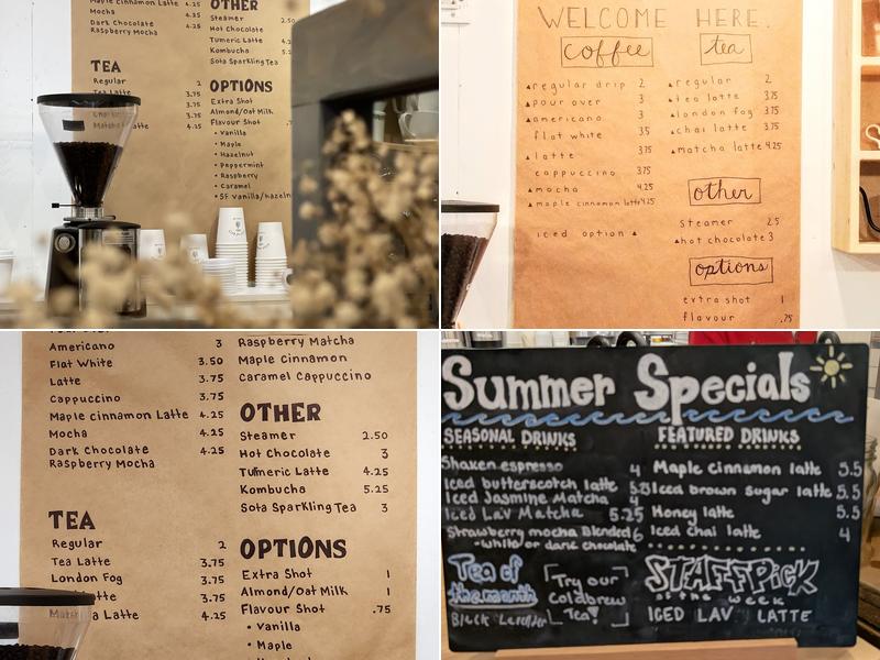 Cedar & Moss Coffee Menu