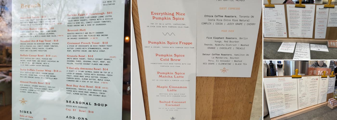 Land Cafe and Studio Menu