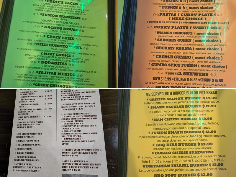 SABORES FUSION GRILL Menu