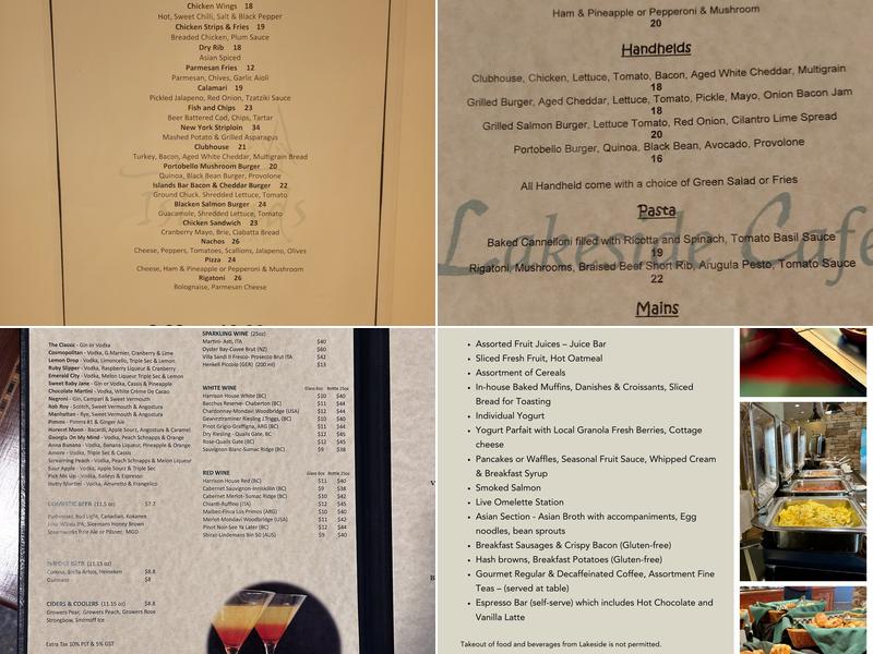 Lakeside Cafe Menu
