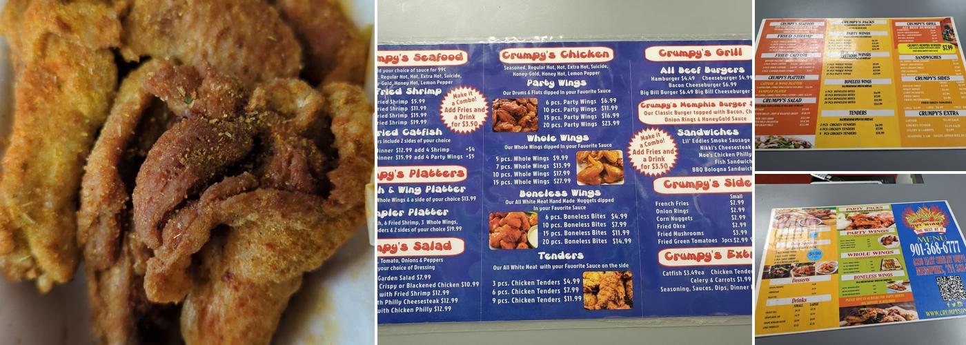 Crumpy's Hotwings Menu