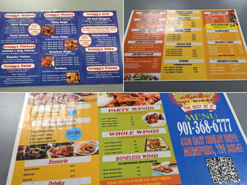 Crumpy's Hotwings Menu