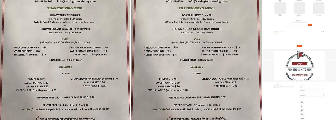 Pentho's Kitchen Menu