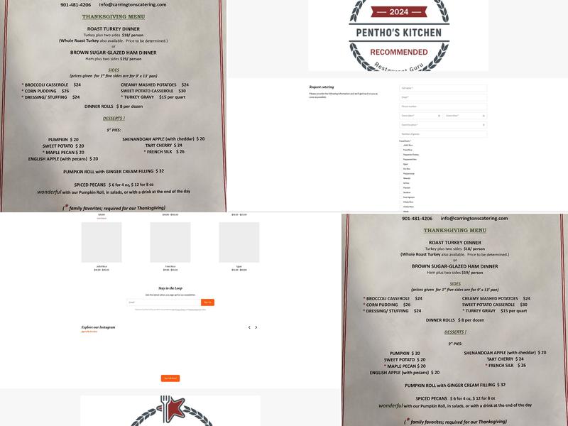 Pentho's Kitchen Menu