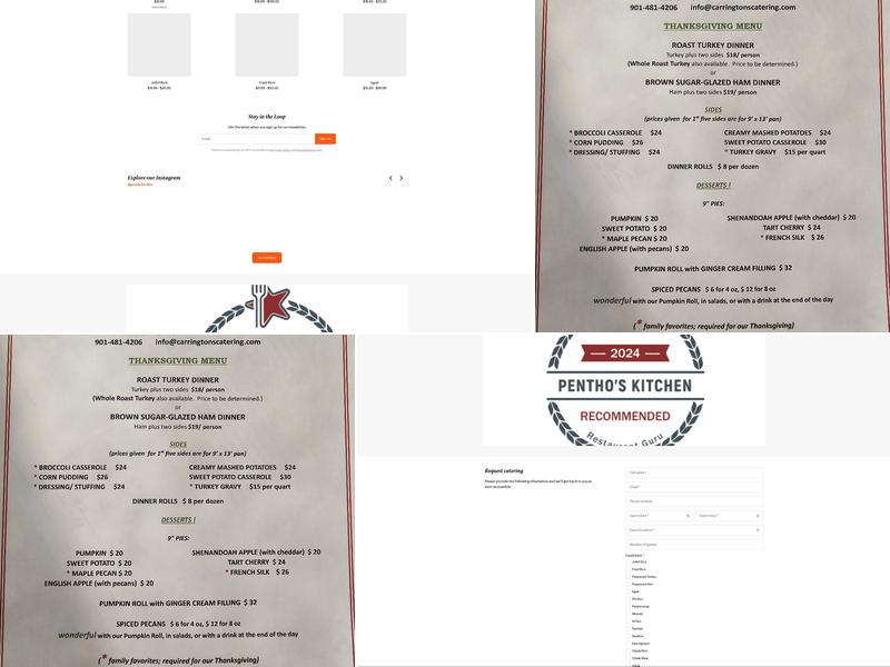 Pentho's Kitchen Menu