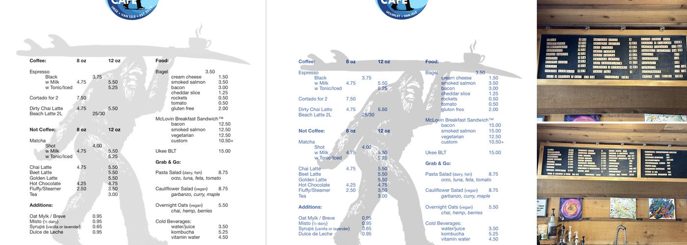 Big Wave Café Menu