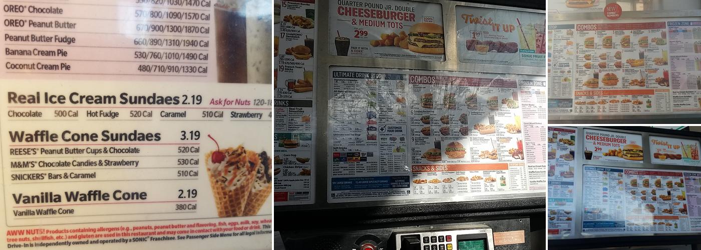 Sonic Drive-In Menu