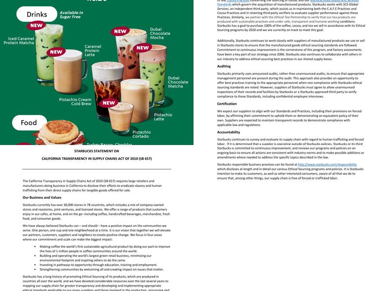 Starbucks Menu