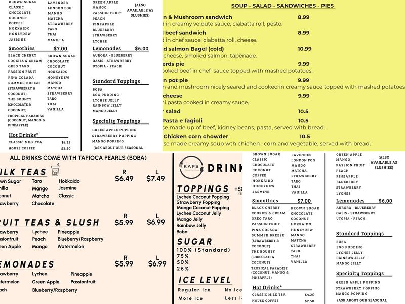 Bubble Hut Café Menu