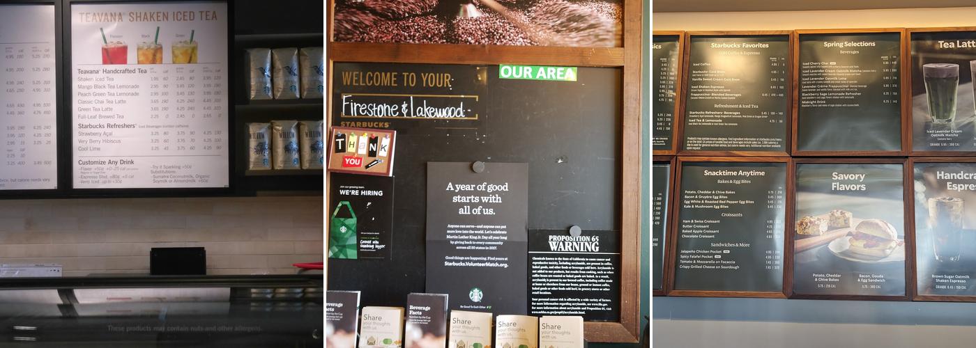 Starbucks Menu