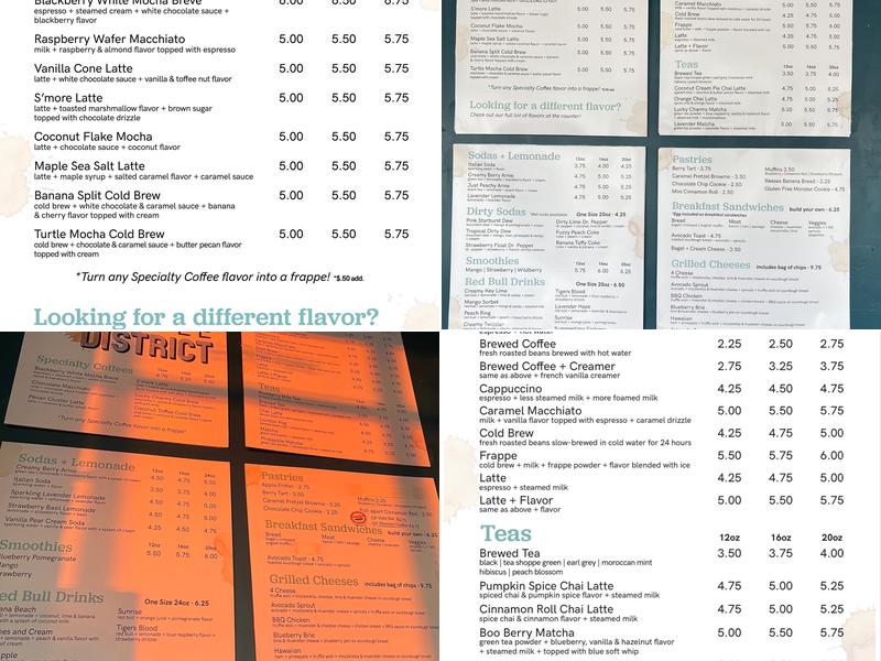 the coffee district Menu