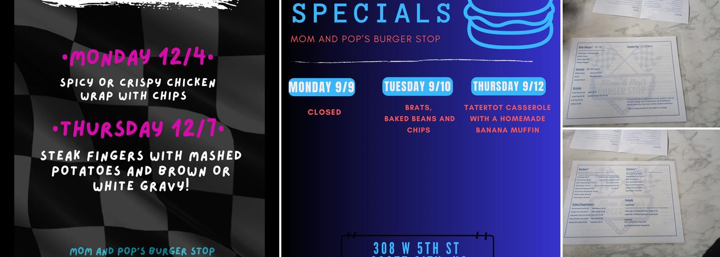 Mom and Pop's Burger Stop, LLC Menu