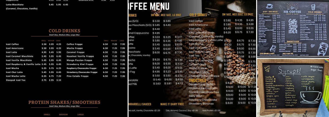 He Brew's Ahava Coffee Inc Menu