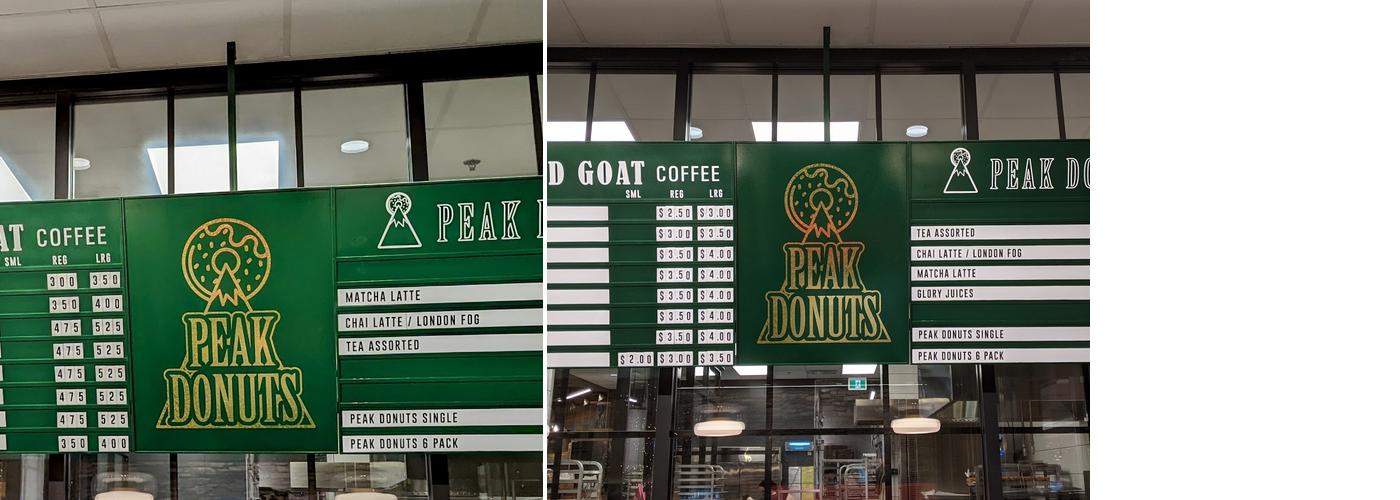 Peak Donuts & Cafe Menu