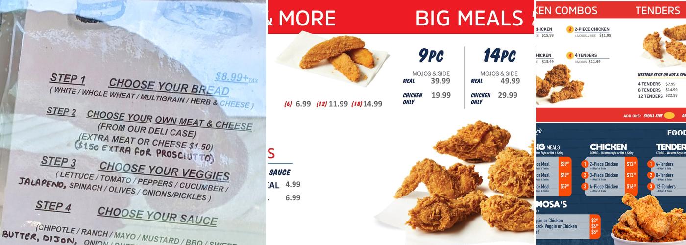 Urban Café/ Chester's Chicken Menu