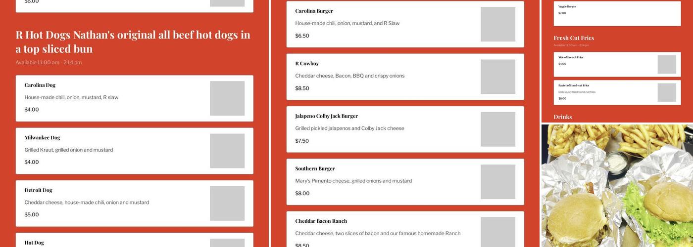 R Kitchen Menu