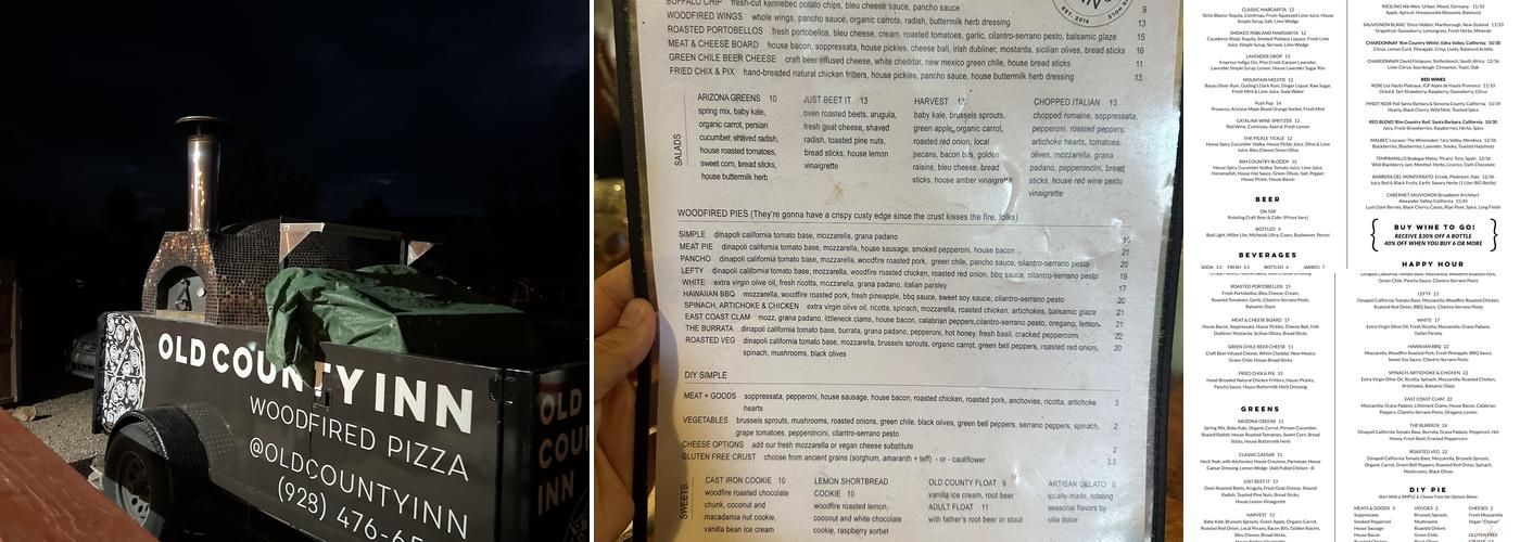Pizza place Menu