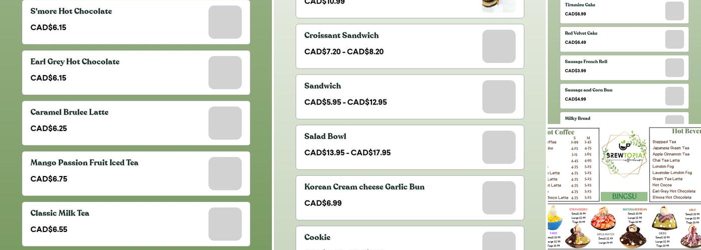 Utopia - Brewtopia coffeehouse Menu