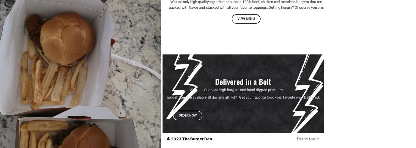 The Burger Den Menu