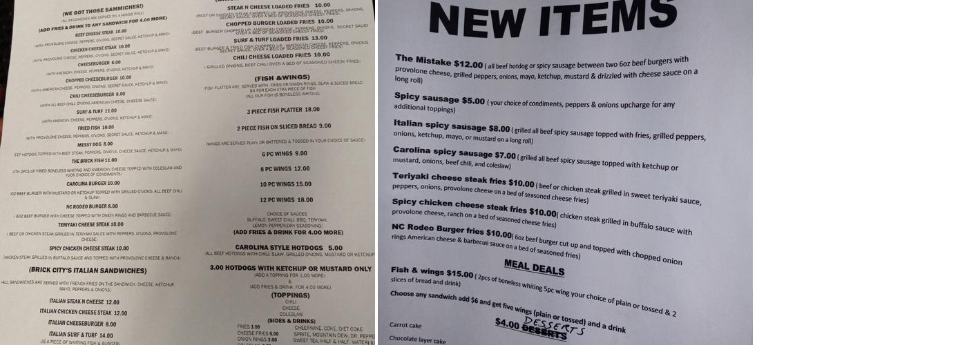 Brick City Kitchen Menu