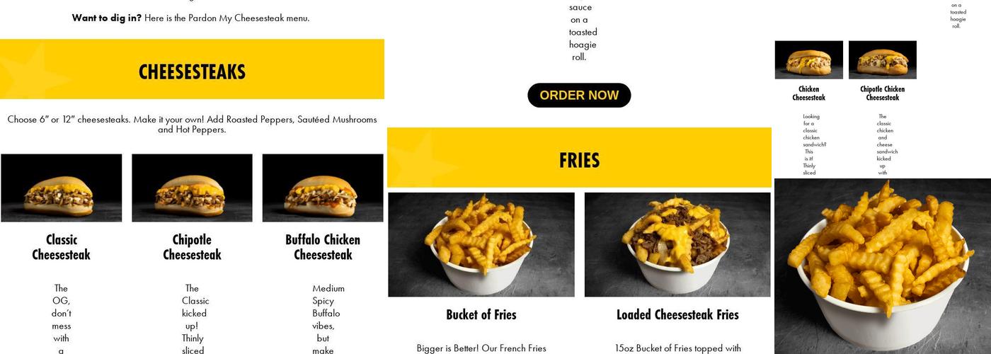 Pardon My Cheesesteak Menu