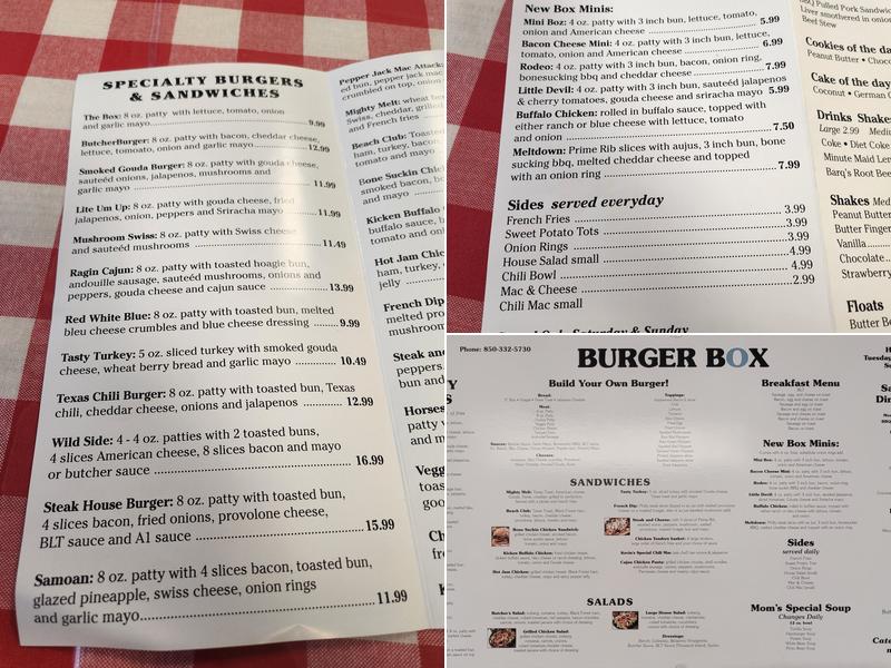 Burger Box Menu