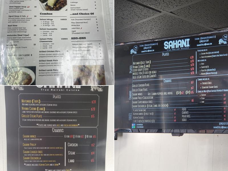 Sahani Kitchen Menu