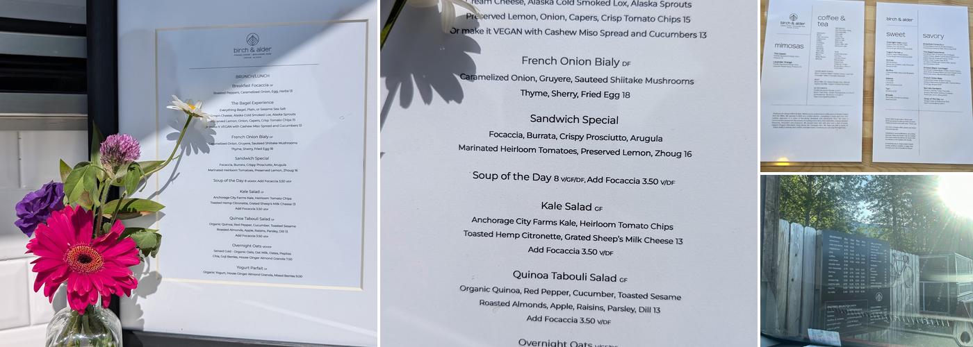 Birch & Alder Menu