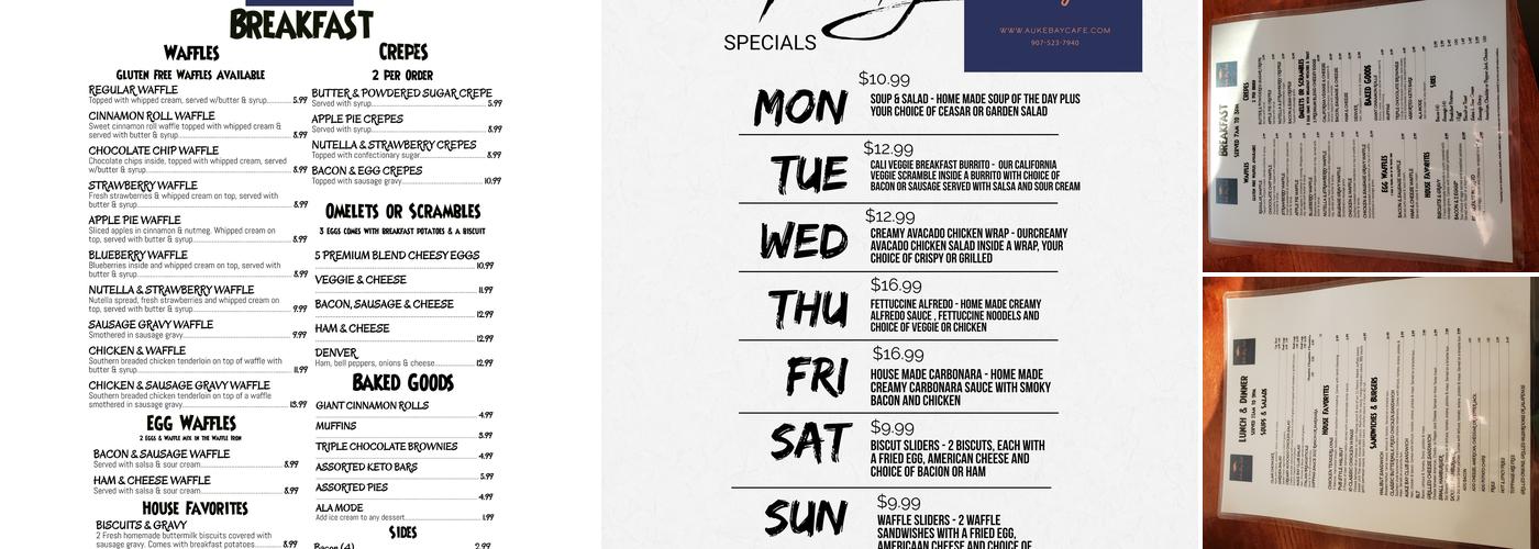 Auke Bay Cafe Menu