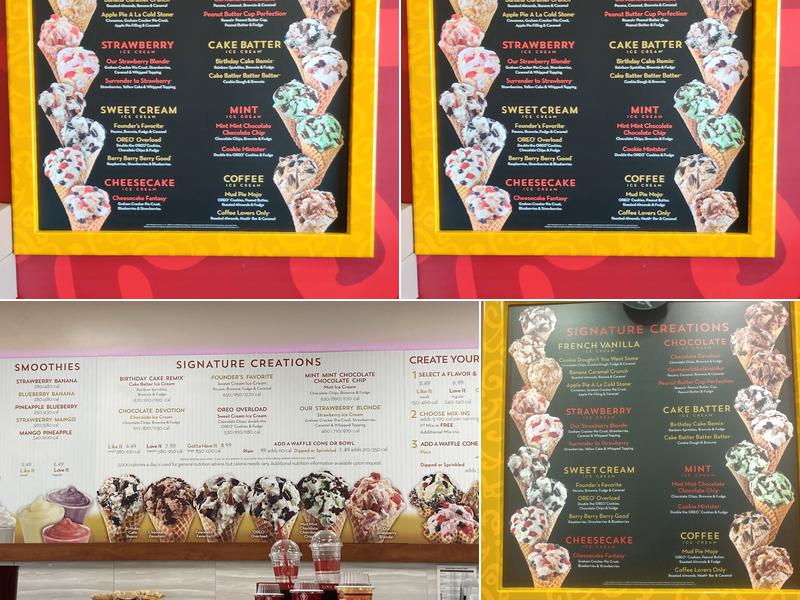 Cold Stone Creamery Menu