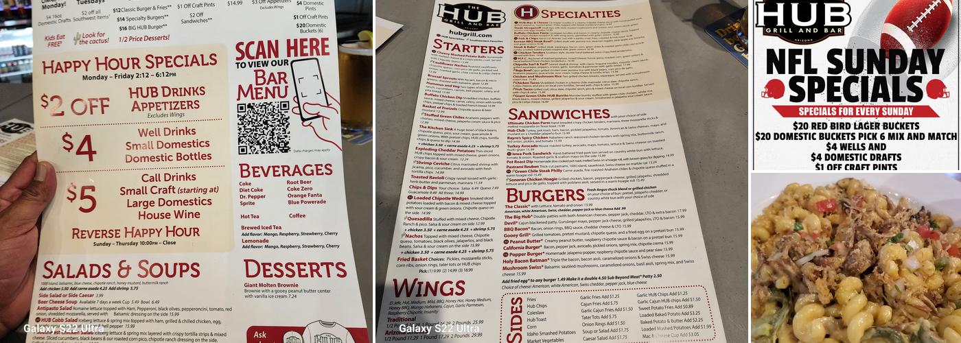 The Hub Grill and Bar Menu