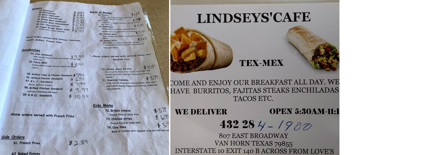 Sands Restaurant Menu