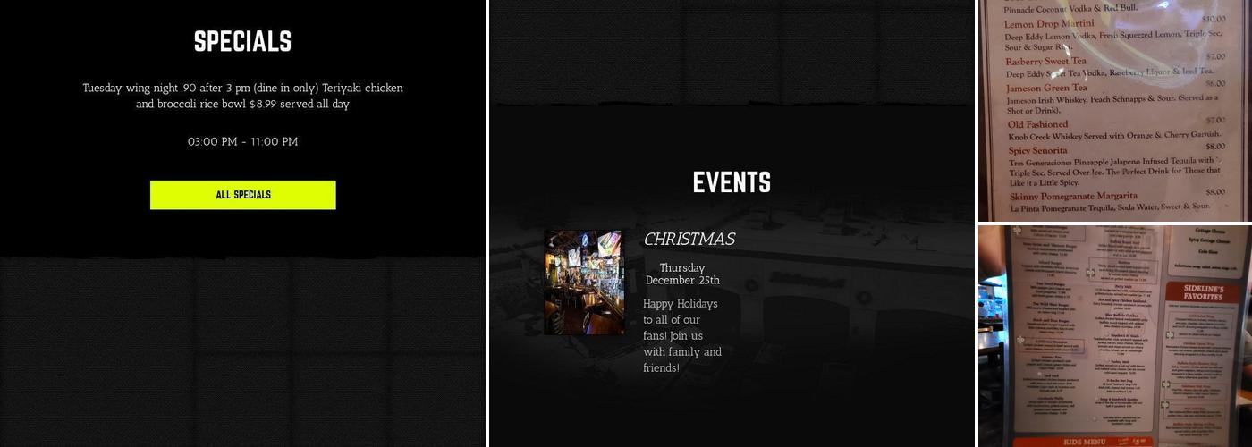 Sidelines Grill Menu