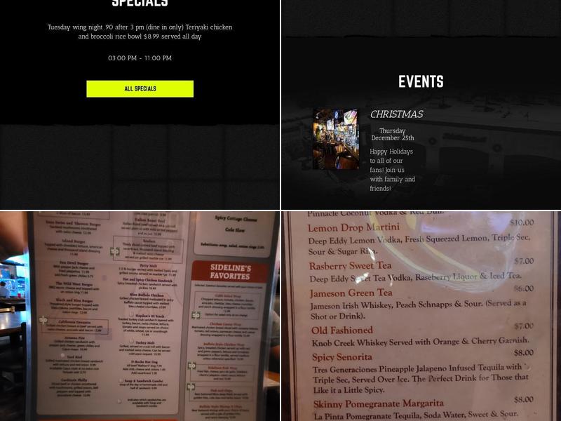 Sidelines Grill Menu