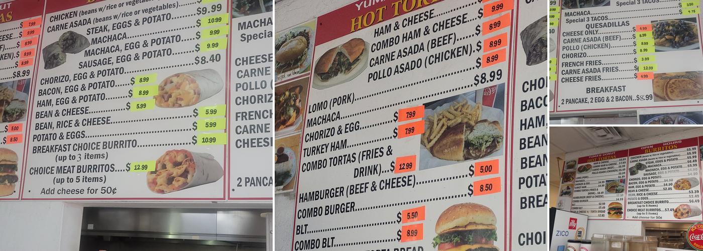Yuma's Donuts Menu