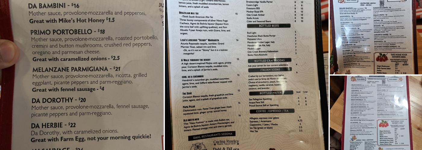 Pisa Lisa Menu