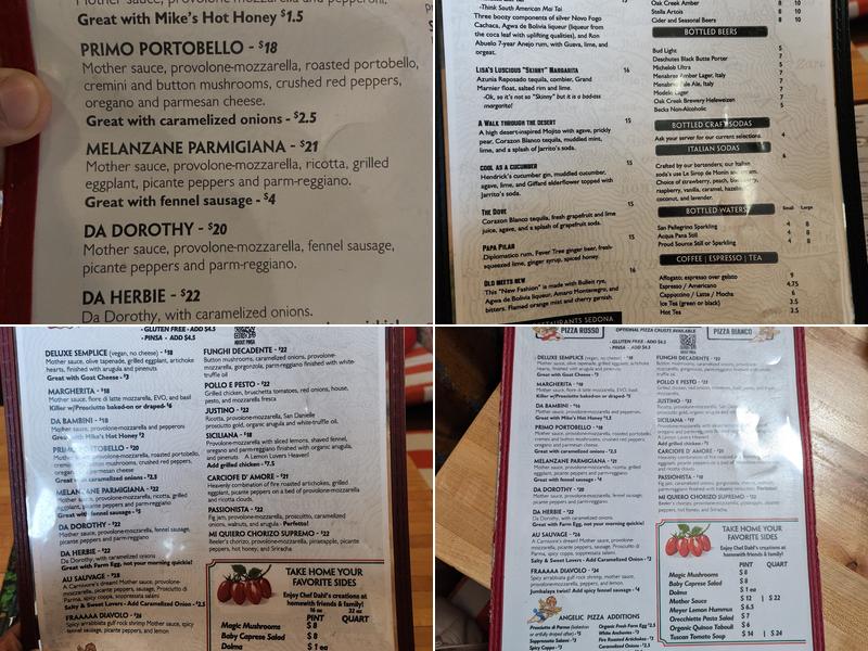 Pisa Lisa Menu
